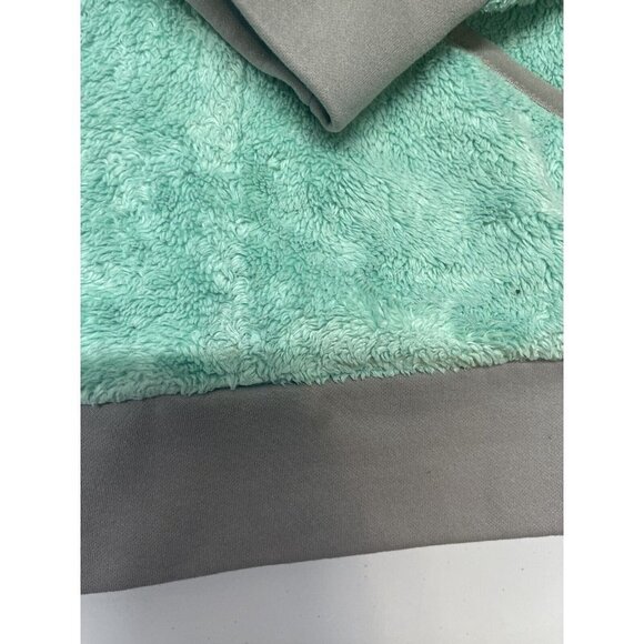 North Face Jacket Girls Large (14/16)  Light Green Gray Hooded Zip Fuzzy Fleece - Picture 10 of 13